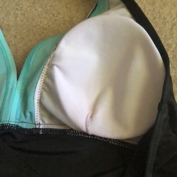 EKOUEAR HALTER TANKINI TOP BLACK WITH BLUE RUFFLE TRIM SIZE SMALL NEW WITH TAGS - Picture 7 of 12